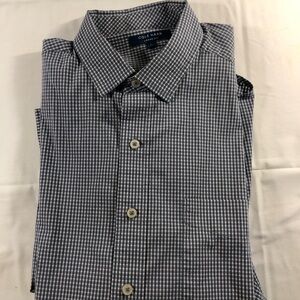 Cole Haan Men's Navy, Gray and White Checkered Shirt